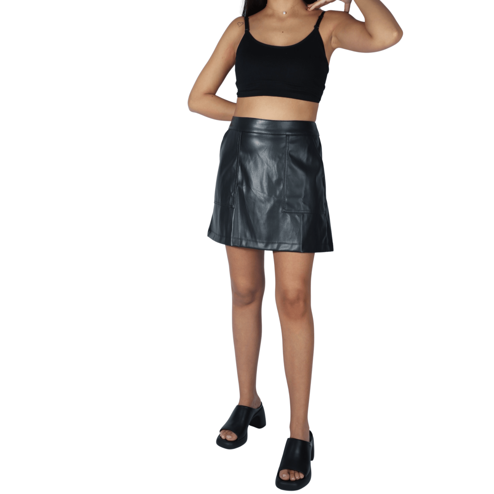 A NEW DAY Womens Bottoms S / Black / 27 A NEW DAY - Faux leather mini skirt