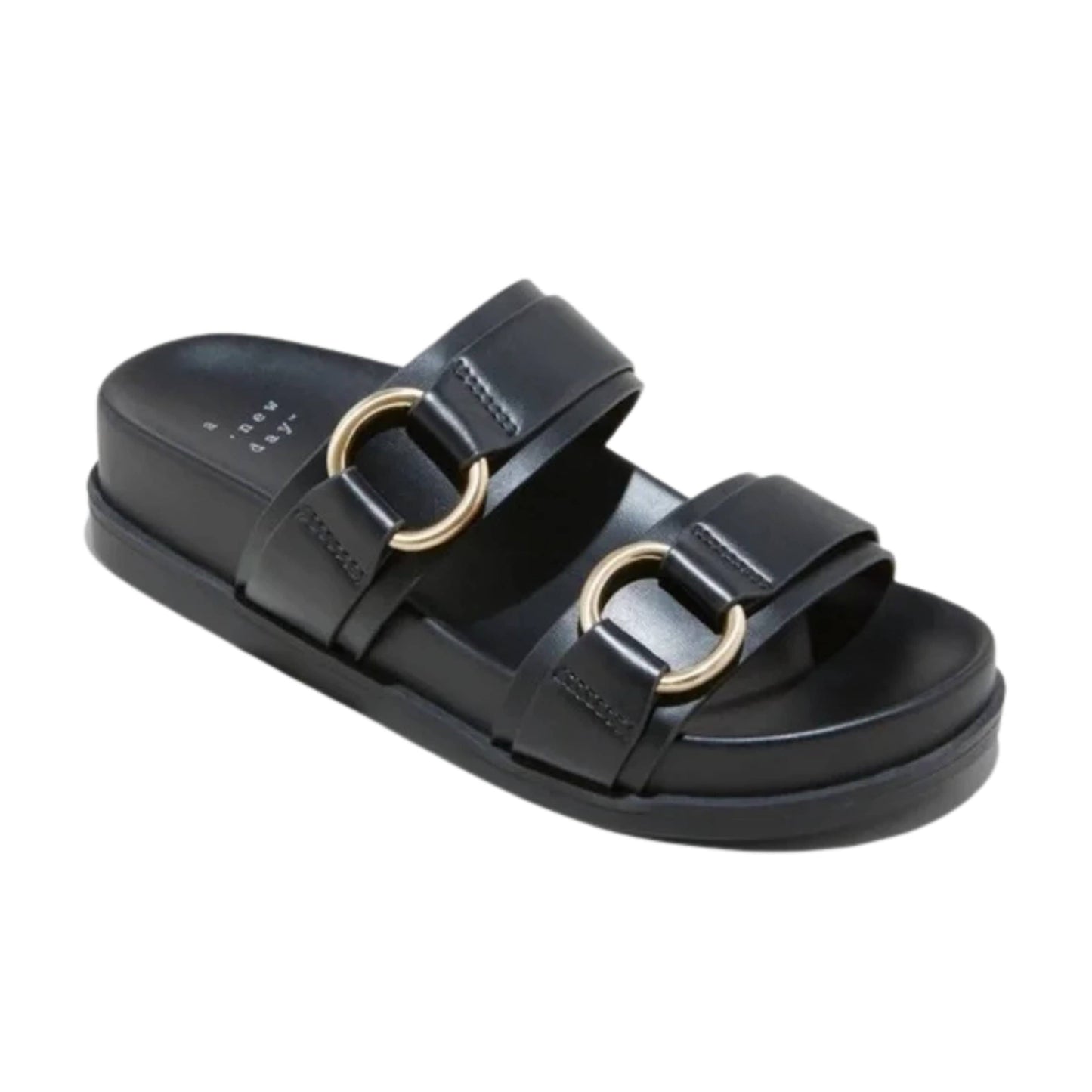 A NEW DAY Womens Shoes 39 / Black A NEW DAY - Marcy Two-band Buckle Footbed Slippers