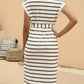 SHEIN - Striped Print Cap Sleeve Dress