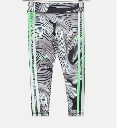 ADIDAS Girls Bottoms M / Multi-Color ADIDAS - KIDS - Aeroready Allover Print 3-Stripes Lggings