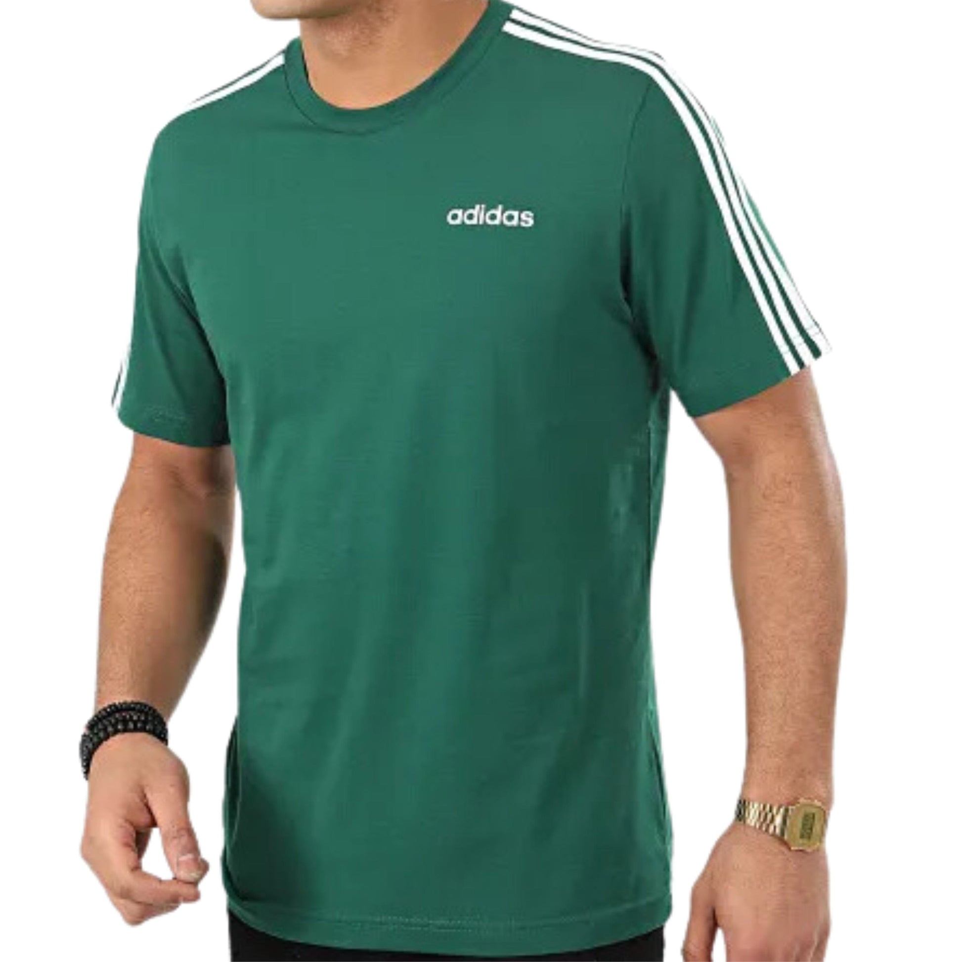 ADIDAS Mens Tops M / Green ADIDAS - Essential 3 Stripes T-Shirt