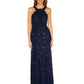 ADRIANNA PAPELL Womens Dress L / Navy ADRIANNA PAPELL - Beaded Halter Evening Dress