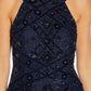 ADRIANNA PAPELL Womens Dress L / Navy ADRIANNA PAPELL - Beaded Halter Evening Dress