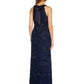 ADRIANNA PAPELL Womens Dress L / Navy ADRIANNA PAPELL - Beaded Halter Evening Dress