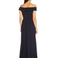 ADRIANNA PAPELL Womens Dress XL / Navy ADRIANNA PAPELL - Off The Shoulder Chiffon Gown