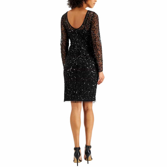 ADRIANNA PAPELL Womens Dress L / Black ADRIANNA PAPELL - Sequin Sheath Dress