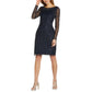 ADRIANNA PAPELL Womens Shoes XS / Navy ADRIANNA PAPELL - Embellished Sheath Dress