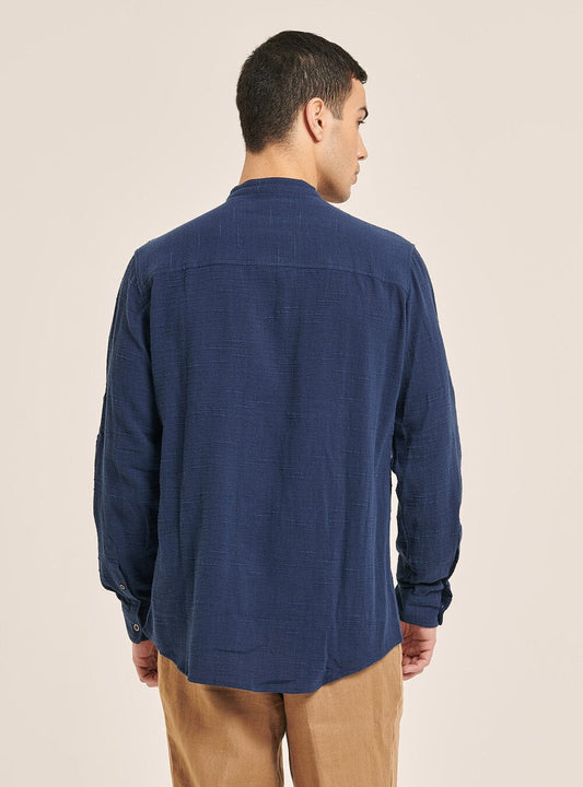ALCOTT Mens Tops L / Navy ALCOTT -  blend shirt with Korean collar