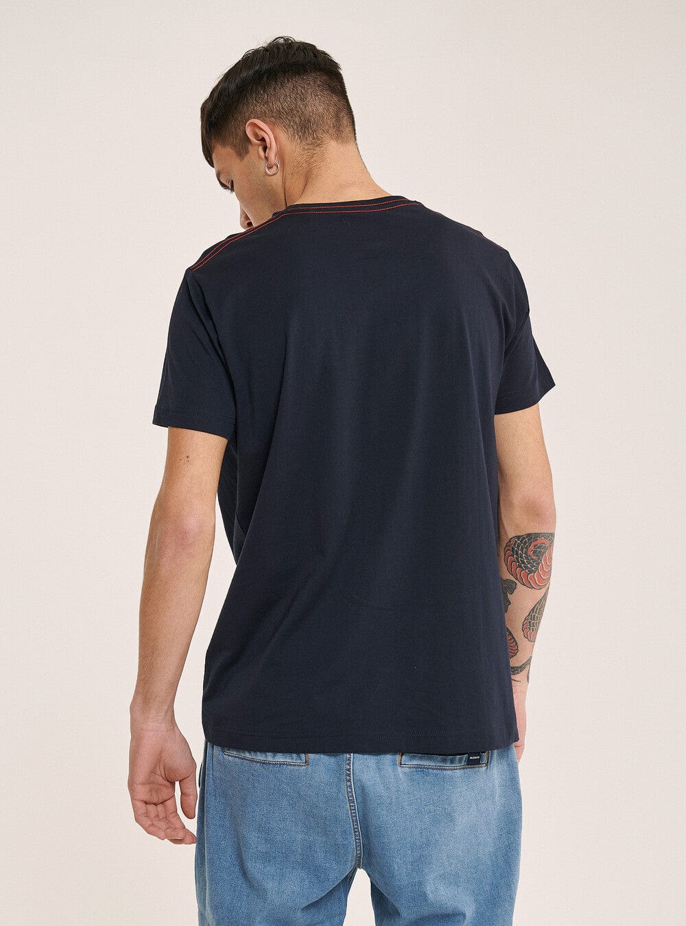 ALCOTT Mens Tops M / Navy ALCOTT -  frontal logo printed T-Shirt