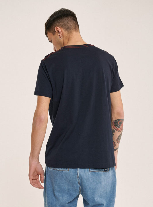ALCOTT Mens Tops M / Navy ALCOTT -  frontal logo printed T-Shirt