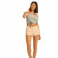 ALCOTT Womens Bottoms XXS / Beige / 24W ALCOTT - Cotton solid cuffed shorts
