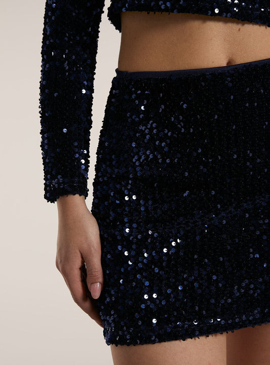 ALCOTT Womens Bottoms XS / Navy ALCOTT - Sequined design Sparkle mini skirt