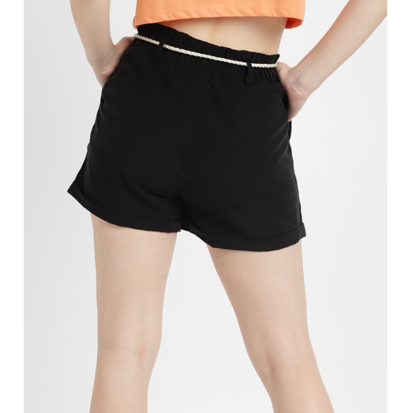ALCOTT Womens Bottoms ALCOTT - Solid belt rope deisgn shorts