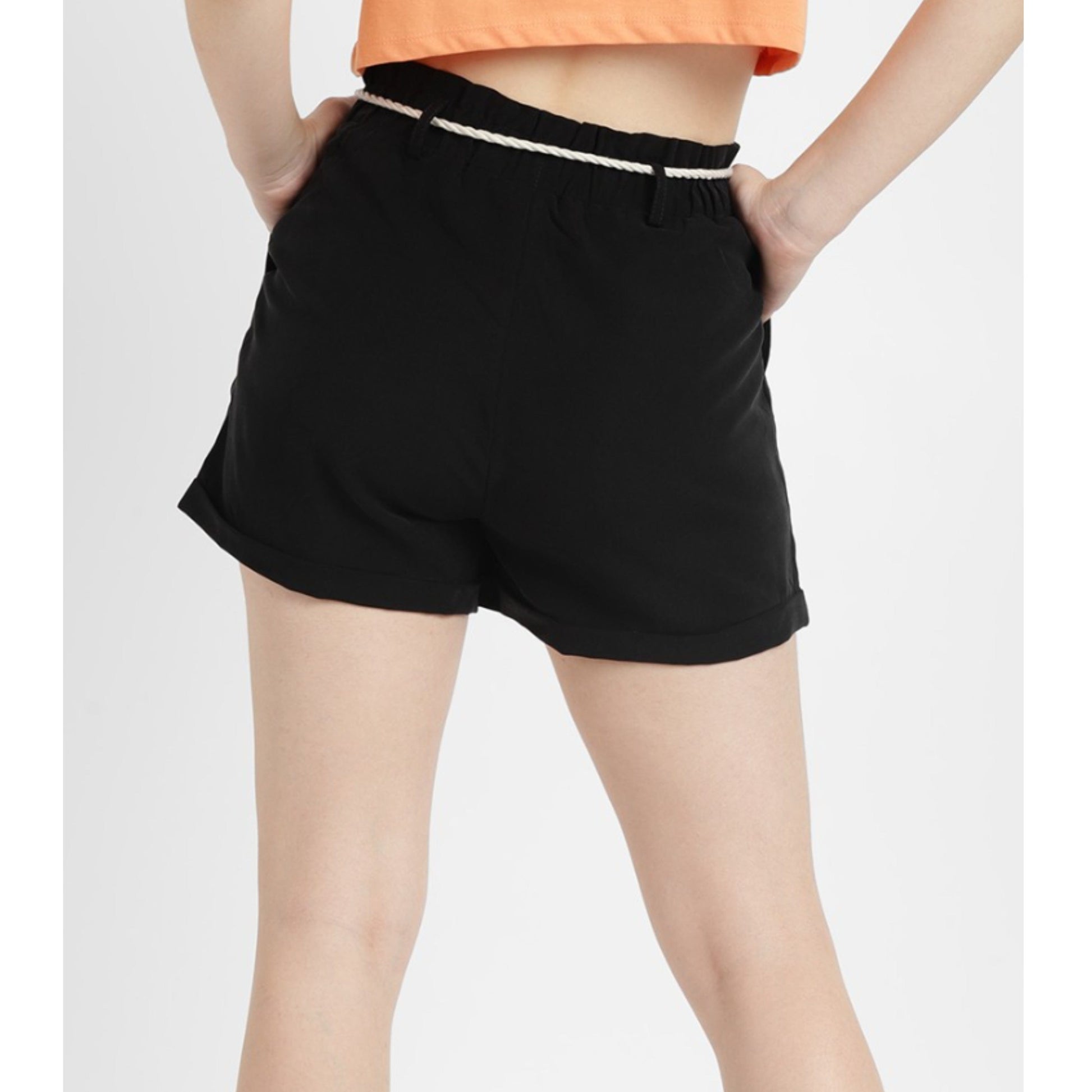 ALCOTT Womens Bottoms ALCOTT - Solid belt rope deisgn shorts