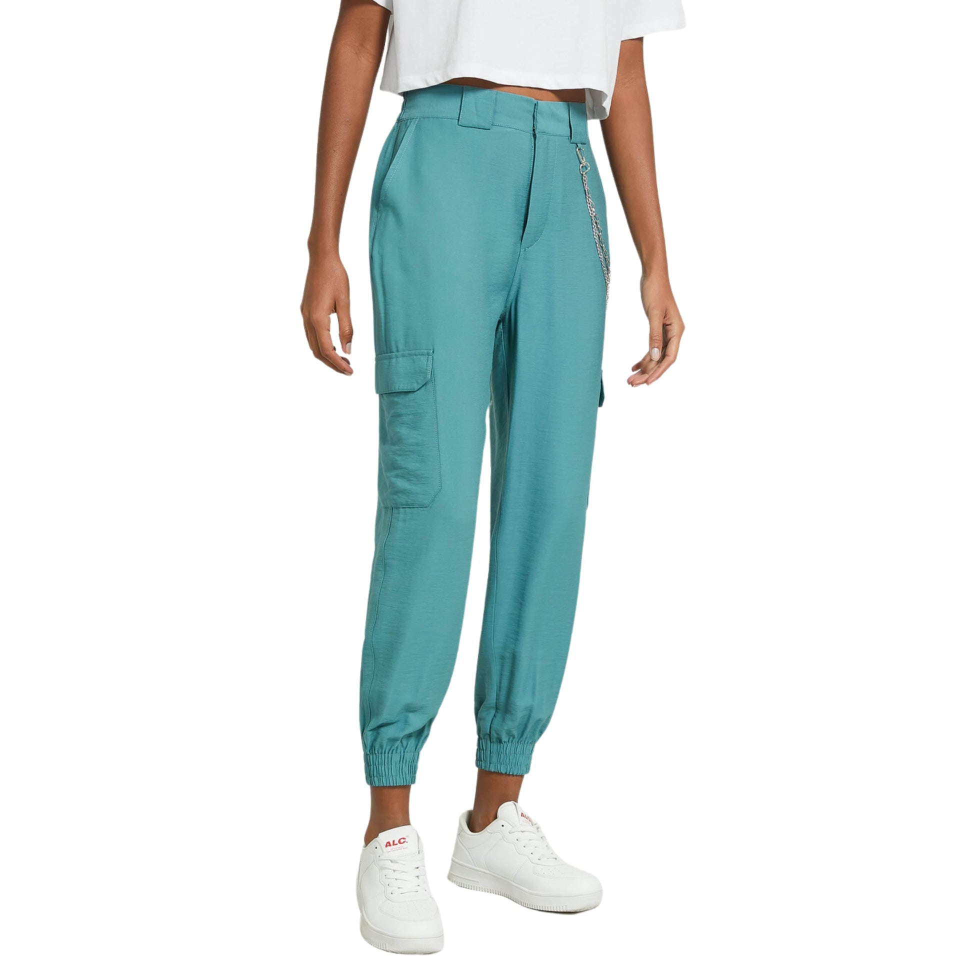 ALCOTT Womens Bottoms XS / Blue / 26 ALCOTT - Solid Cargo pockets pants