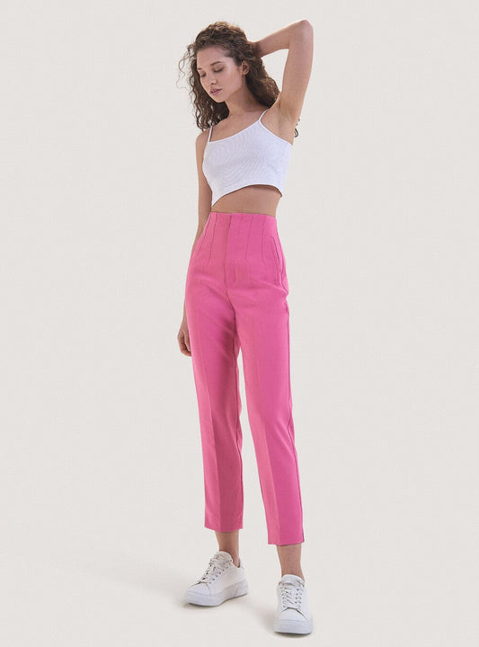 ALCOTT Womens Bottoms XS / Pink / 26W ALCOTT - Solid pleated straight pants