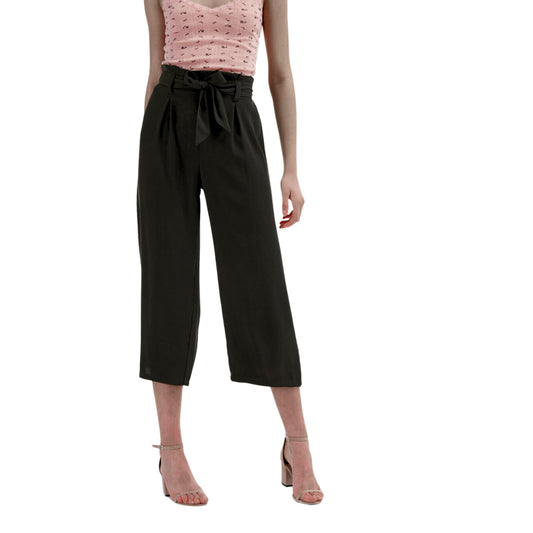 ALCOTT Womens Bottoms L / Black / 32 ALCOTT - Solid wide pants leg belted design