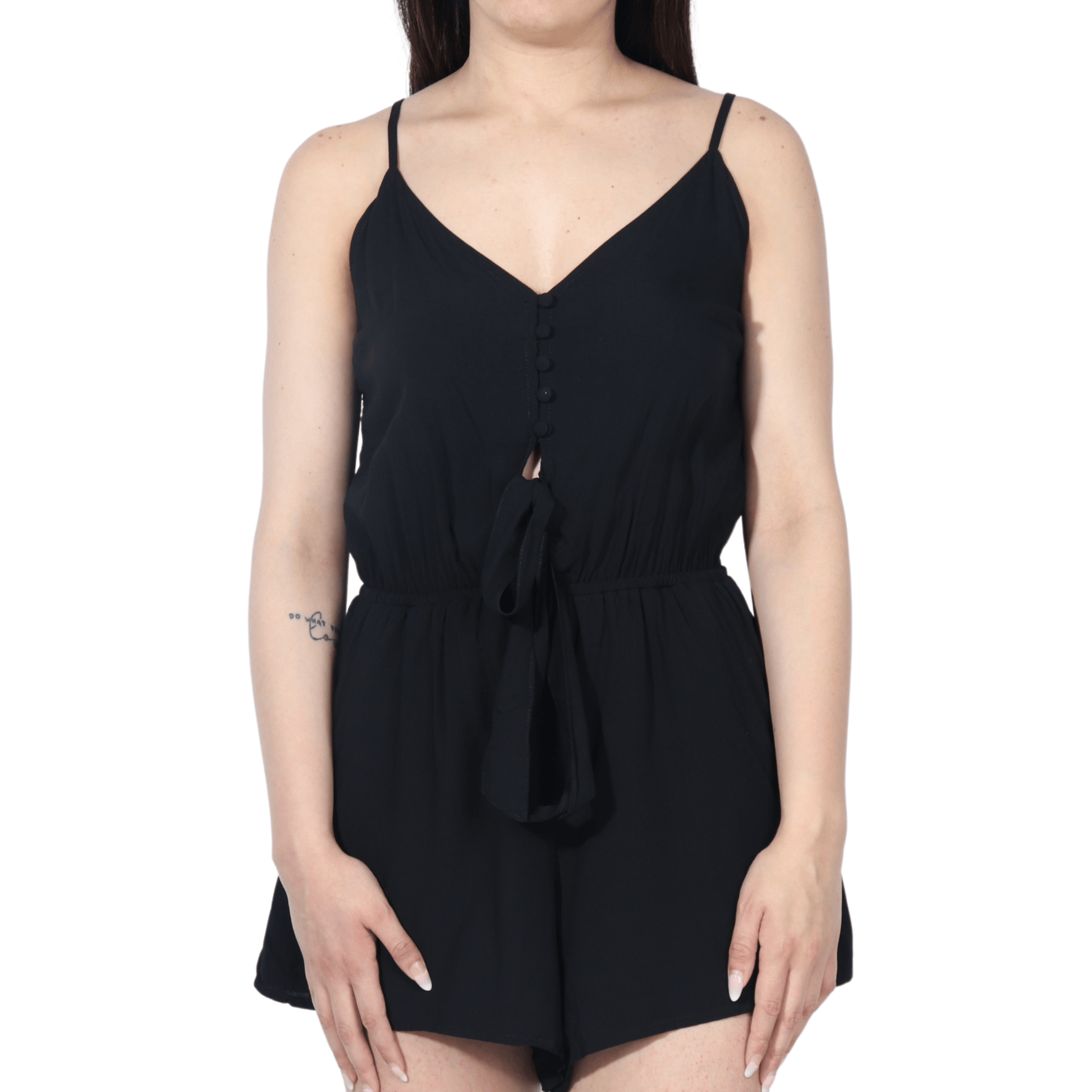 ALCOTT Womens Overall S / Black ALCOTT -  V Neck Thin Strips Overall