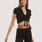 ALCOTT Womens Tops S / Black ALCOTT - Collar design rushed crop top