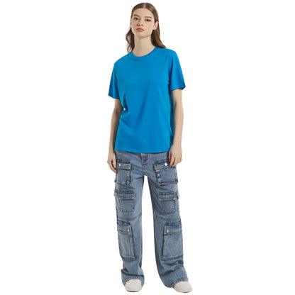 ALCOTT Womens Tops XS / Blue ALCOTT - Crew-neck cotton T-shirt