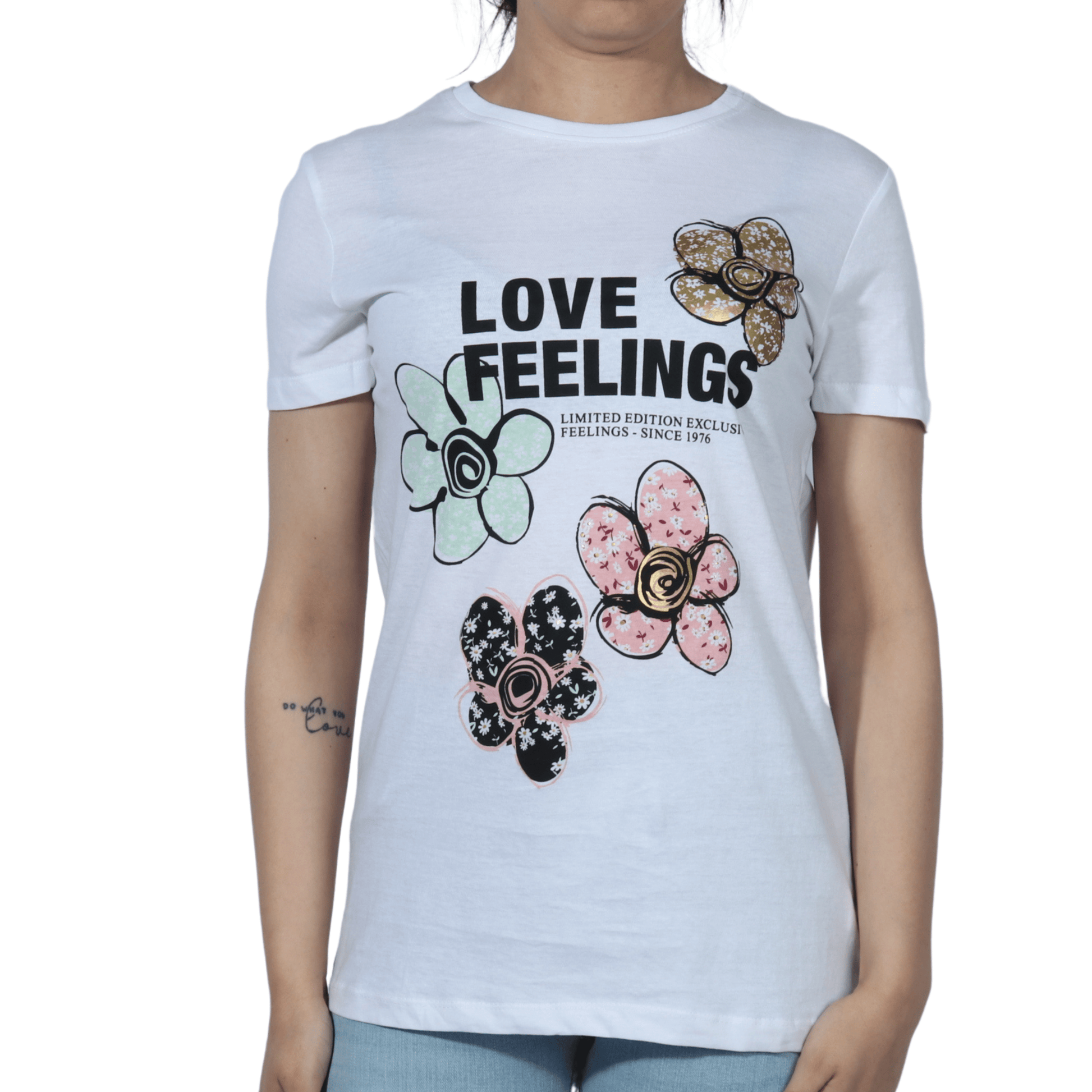 ALCOTT Womens Tops XS / White ALCOTT - Flower Drawings Print T-Shirt