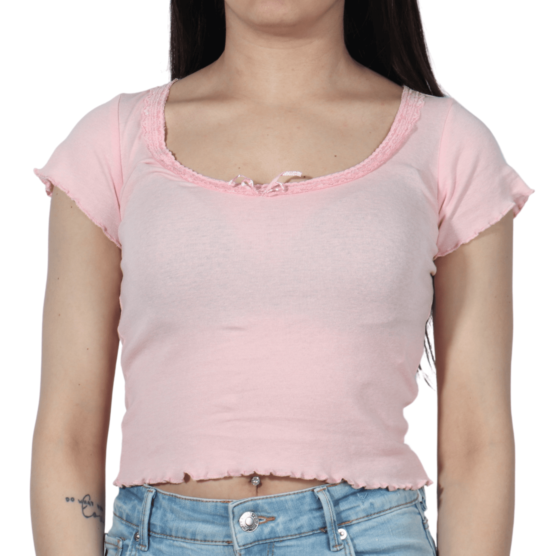 ALCOTT Womens Tops XS / Pink ALCOTT - Lettuce Trim Design Top