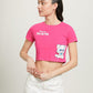 ALCOTT Womens Tops XS / Fuchsia ALCOTT - Printed Short Sleeves Crop Top