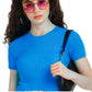 ALCOTT Womens Tops M / Blue ALCOTT - Ribbed criss cross crop top
