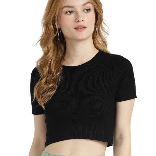 ALCOTT Womens Tops XL / Black ALCOTT - Ribbed criss cross crop top