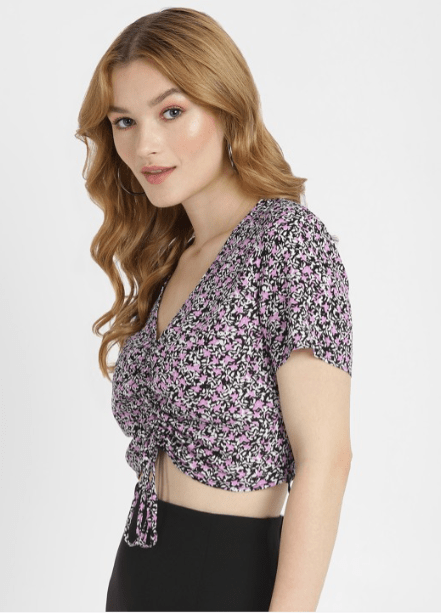ALCOTT Womens Tops XS / Multi-Color ALCOTT - Ruched Floral Printed Crop Top