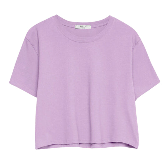 ALCOTT Womens Tops L / Purple ALCOTT - Solid cropped t-shirt