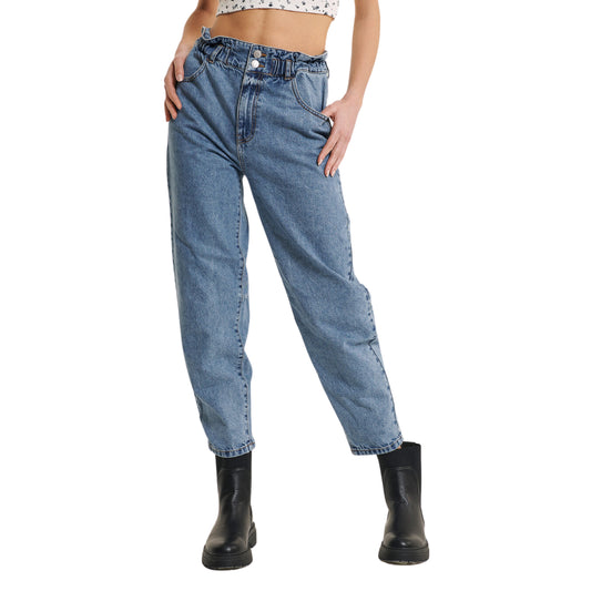 ALCOTT - Solid cinched waist denim