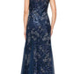 ALEX EVENINGS Womens Dress M / Navy ALEX EVENINGS - Embellished-Lace Embroidered Illusion