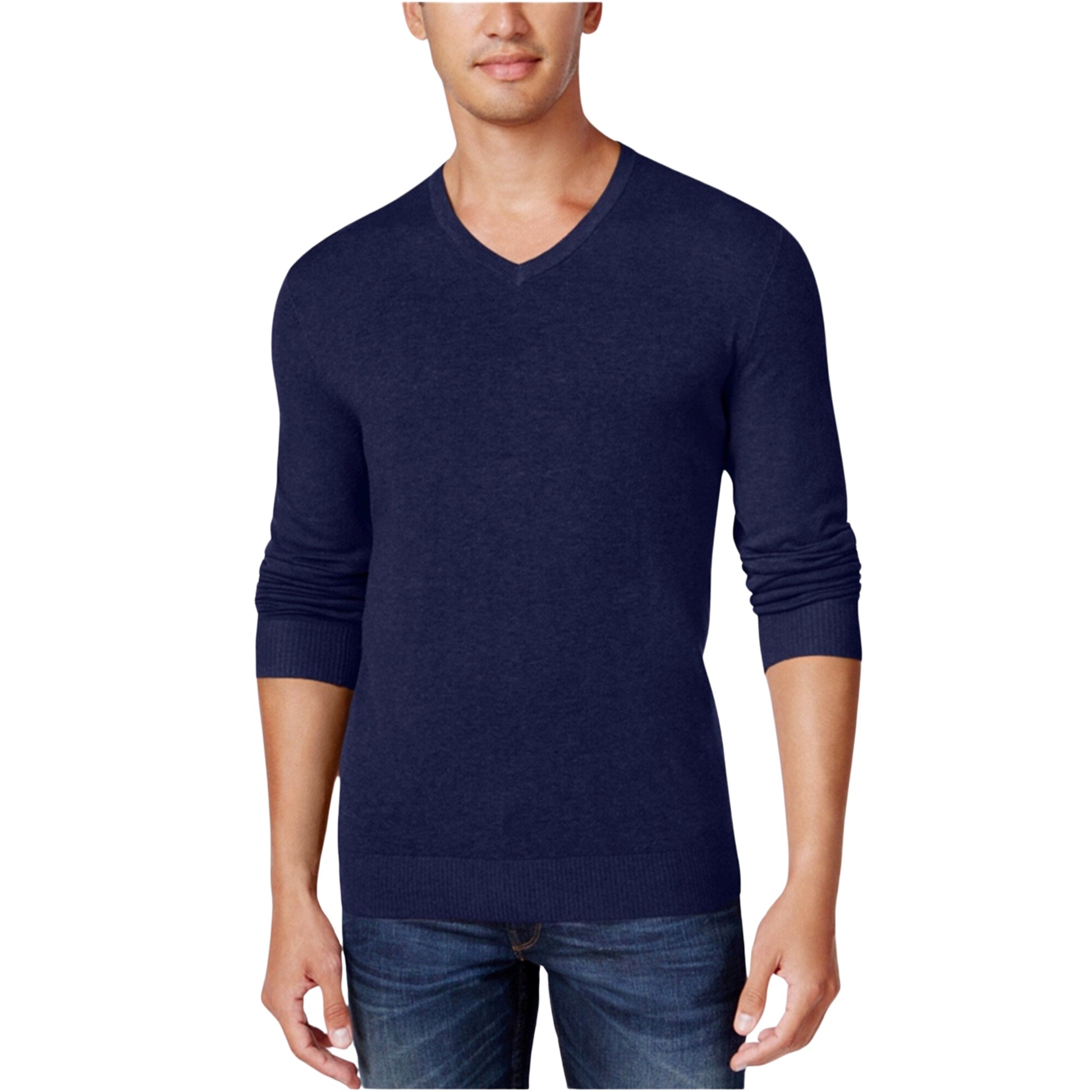 ALFANI Mens Tops S / Blue ALFANI -  Heathered Knit Sweater