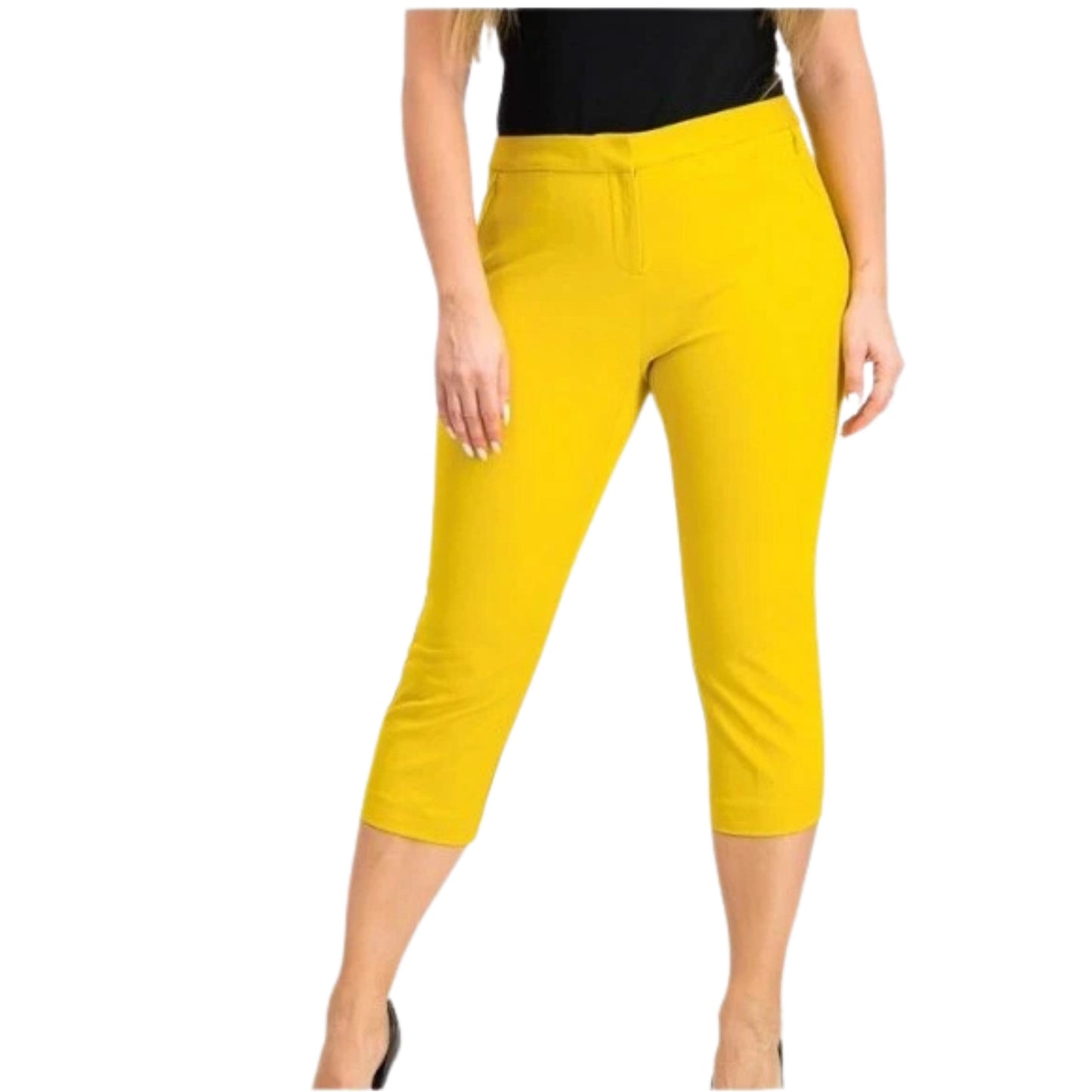 ALFANI Womens Bottoms Petite S / Yellow / 26 ALFANI -  Casual Capri