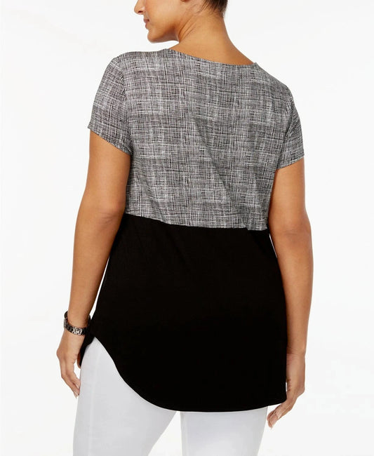 ALFANI Womens Tops Petite XS / Multi-Color ALFANI - Printed Round-Hem T-Shirt
