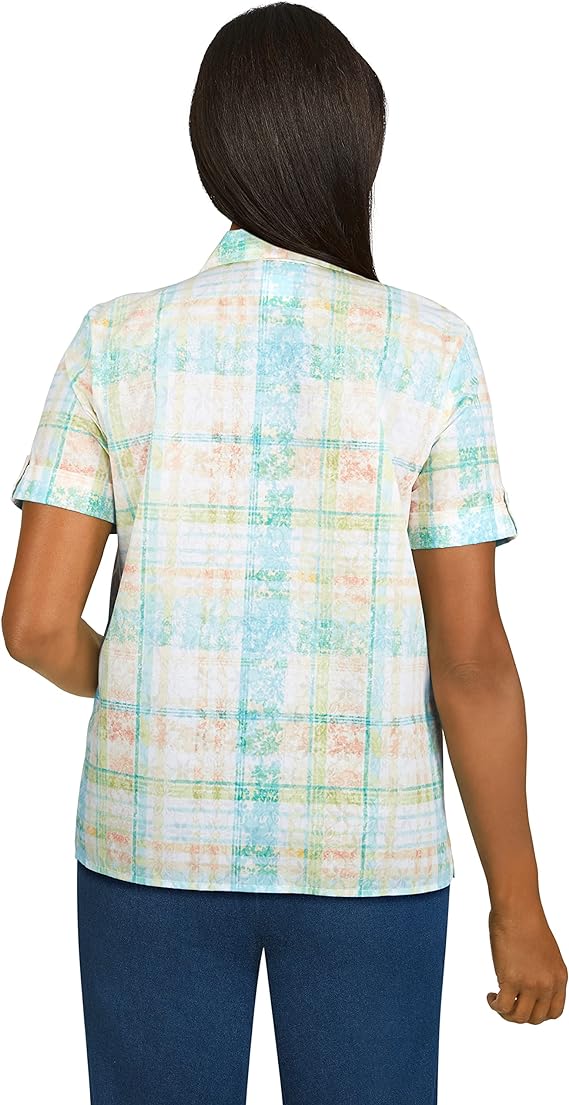 ALFRED DUNNER Womens Tops XXXXL / Multi-Color ALFRED DUNNER - Short Sleeve Blouse