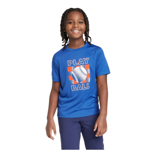 ALL IN MOTION Boys Tops XL / Dark Blue ALL IN MOTION - Short Sleeve "Play Ball" Graphic T-Shirt