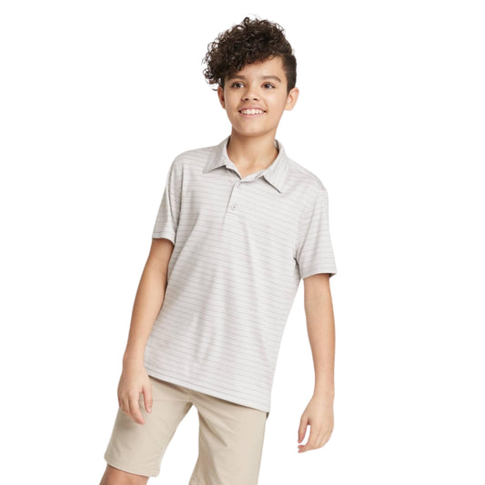 ALL IN MOTION Boys Tops M / Grey ALL IN MOTION - Striped Golf Polo Shirt