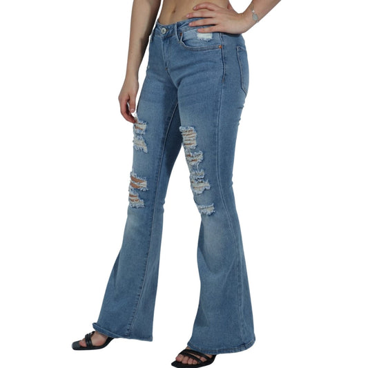 ALMOST FAMOUS Womens Bottoms ALMOST FAMOUS - Low Rise Ripped Bootcut Jeans