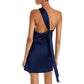 AMANDA UPRICHARD Womens Dress M / Navy AMANDA UPRICHARD - Silk One Shoulder Short Dress