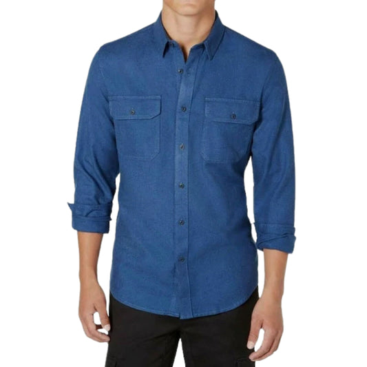 AMERICAN RAG Mens Tops XXL / Blue AMERICAN RAG - Button Down Grindle Textured shirt