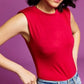 AND NOW THIS Womens Tops XS / Red AND NOW THIS - Padded Shoulder Muscle Tee Bodysuit