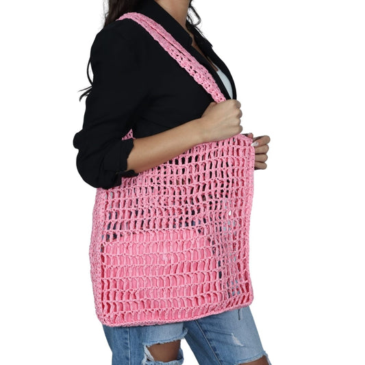 AQUA Beach Bags Pink AQUA - Crochet Tote