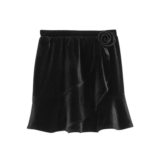 AQUA Girls Bottoms S / Black AQUA - Kids - Velvet Rosette Skirt