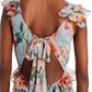 AQUA Womens Dress M / Multi-Color AQUA - Floral Print Ruffle Maxi Dress