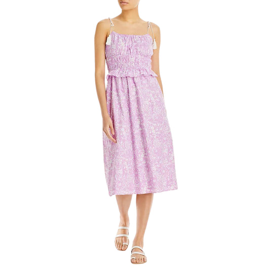 AQUA Womens Dress L / Purple AQUA - Floral Print Tie Strap Dress