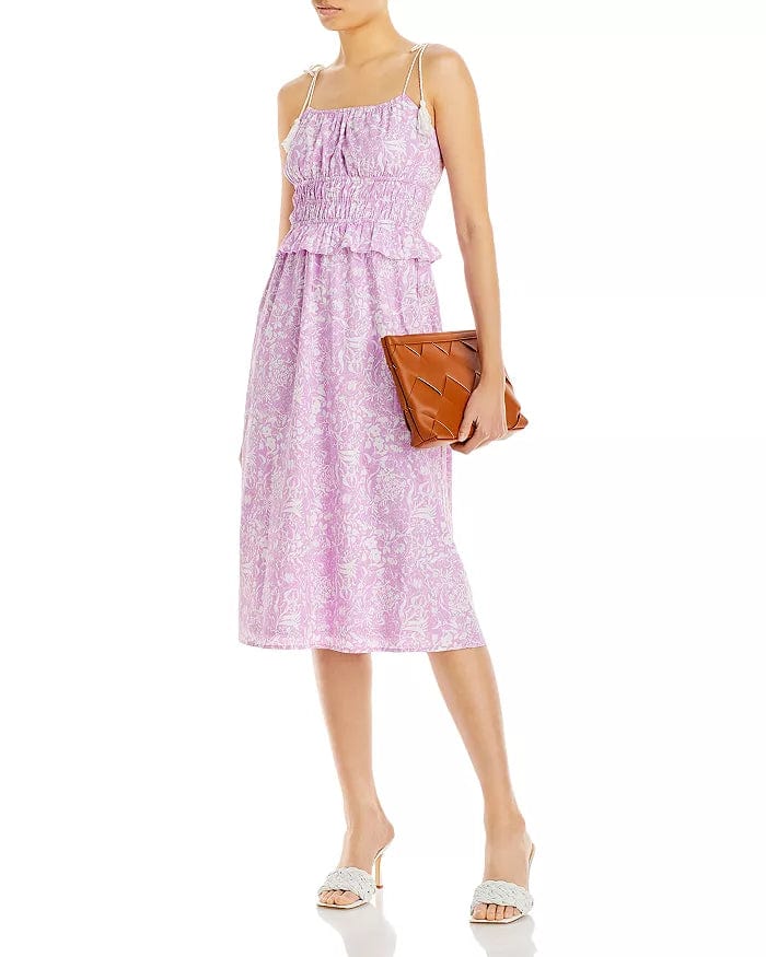 AQUA Womens Dress L / Purple AQUA - Floral Print Tie Strap Dress