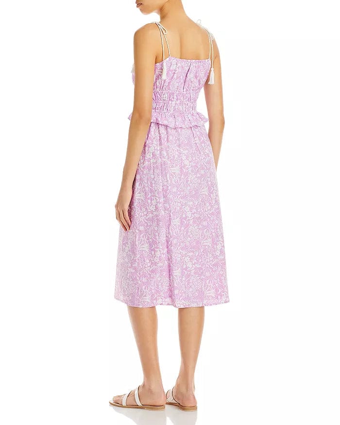 AQUA Womens Dress L / Purple AQUA - Floral Print Tie Strap Dress