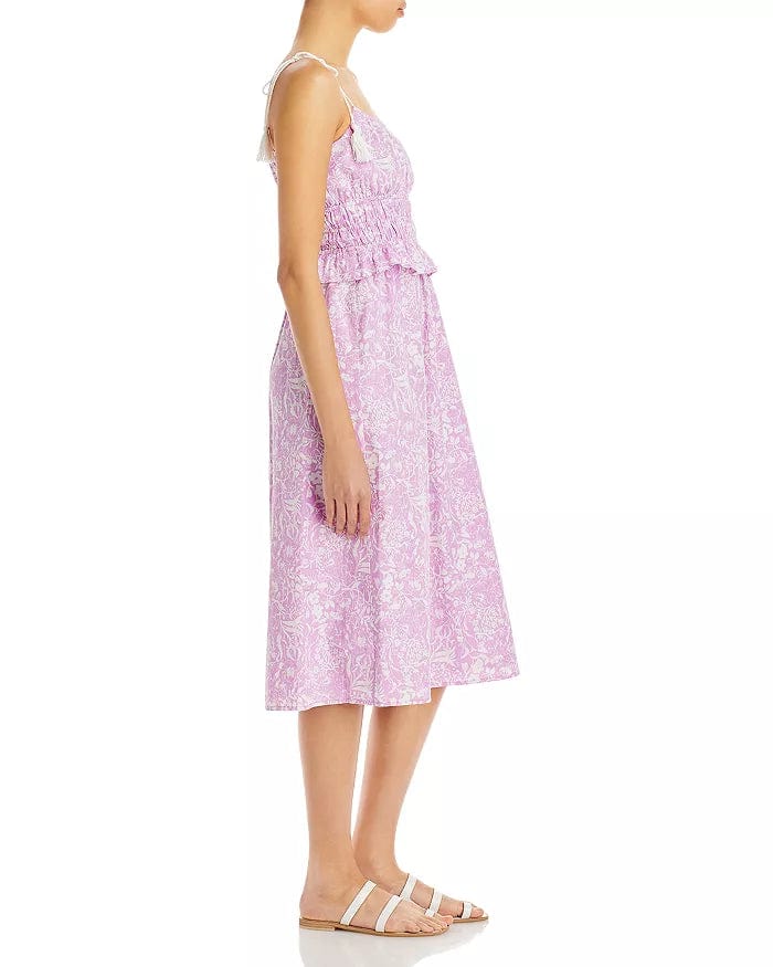 AQUA Womens Dress L / Purple AQUA - Floral Print Tie Strap Dress